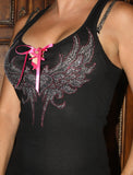 Pink Heart Wings (Open Front )Racer Tank